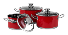 6 piece set of retro stainless steel pots by Vintage Cuisine